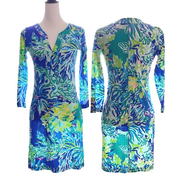 Lilly Pulitzer Riva Dress Brilliant Blue Wade & Sea Size Small Like New - Picture 3 of 13